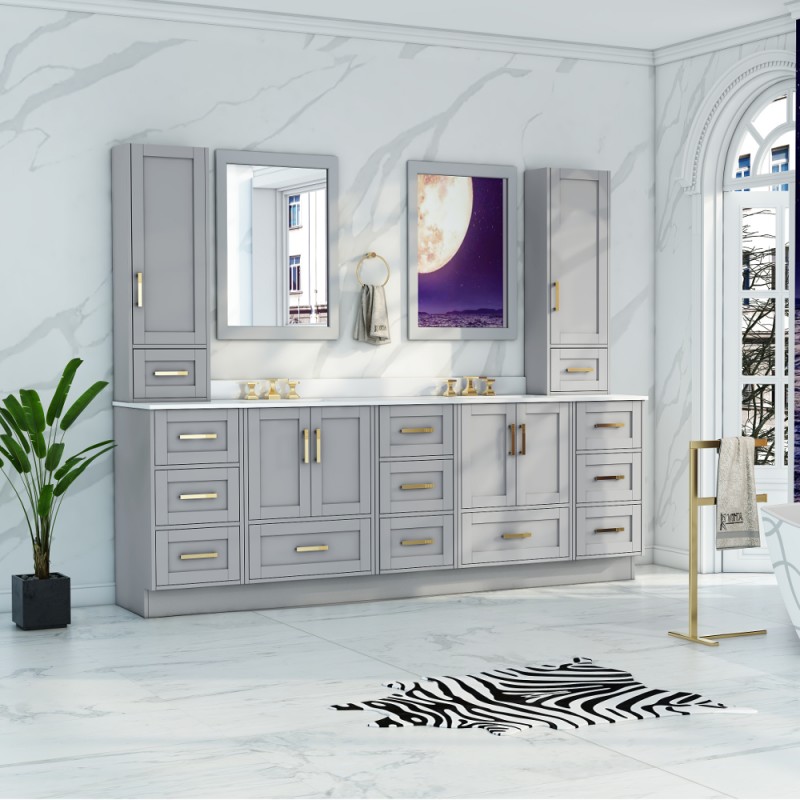Flow Floor Mount 90” Double Sink Vanity – Freestanding Bathroom ...