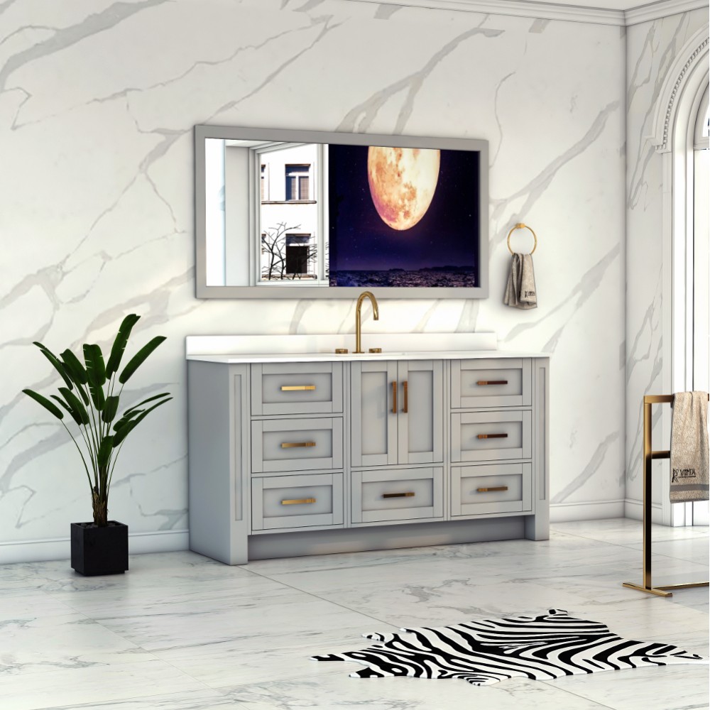Flow Floor Mount 54” Single Sink Vanity – Freestanding Bathroom ...