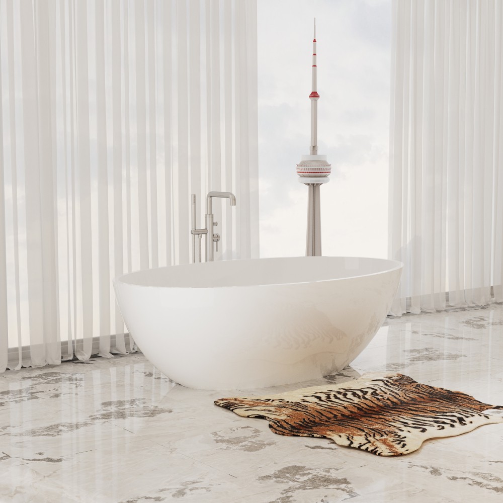 Rondo Freestanding Solid Surface Stone 70” Tub - Bathtubs - Toronto, Canada